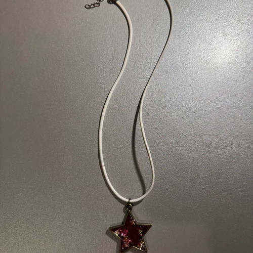Handmade necklace with white cord and purple star like new