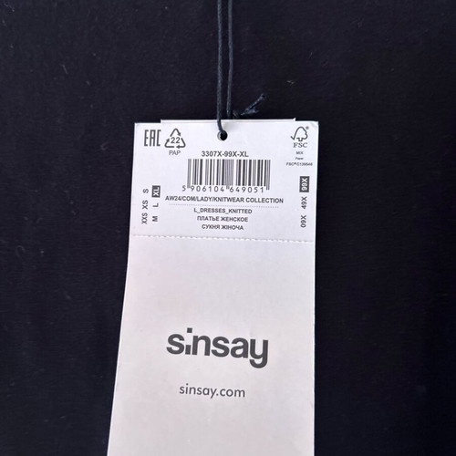 Sinsay black dress new, comfortable for pregnancy XL