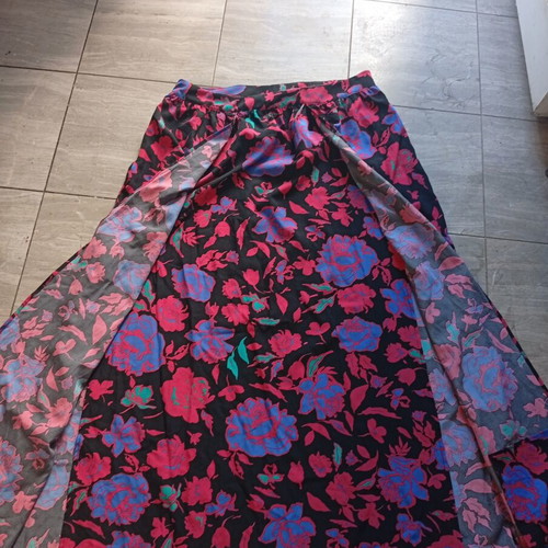 Boho skirt 1XL with front slits and side zipper, multicolor