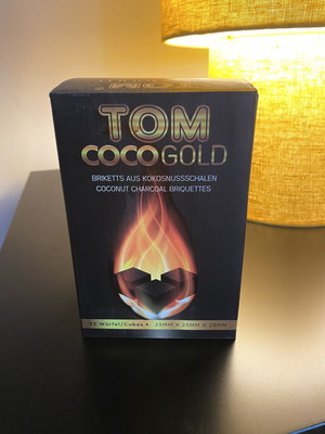 Tom Coco Gold coconut charcoal briquettes, 72 pieces