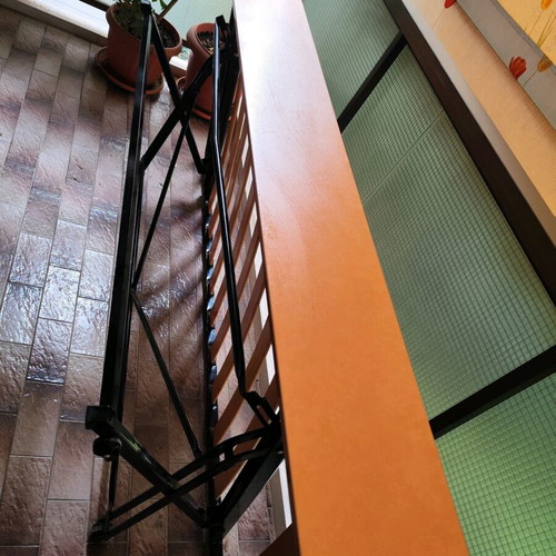 Single bed frame with folding mechanism to double bed