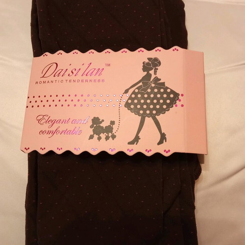 Polka Dot Tights new S/M chocolate with purple stripes