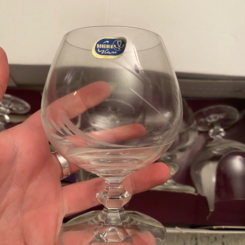 Bohemia Crystal vintage brandy glasses set of 6, like new