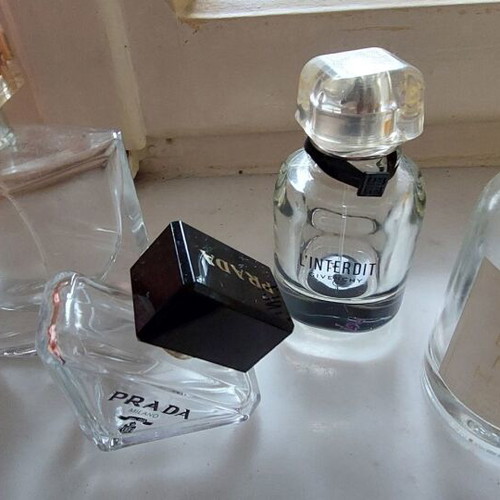 Authentic perfume bottles used, set of 4
