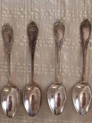 Vintage Large Silver-Plated Spoons Set of 6 Soviet Union Type 2