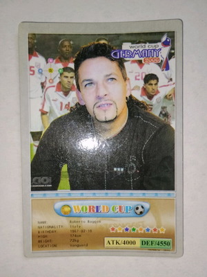 Collectible Roberto Baggio card used, World Cup 2006