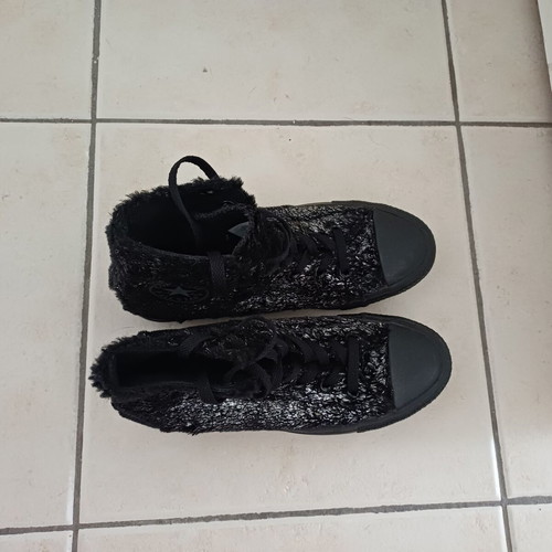 Converse women's all star boots, black and silver