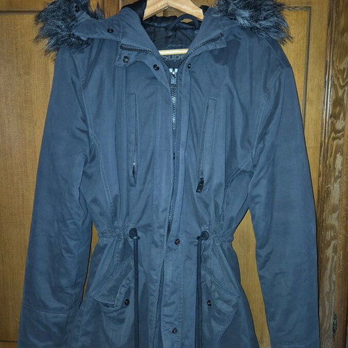Superdry parka jacket used, grey pencil, small