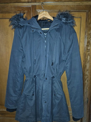 Superdry parka jacket used, grey pencil, small