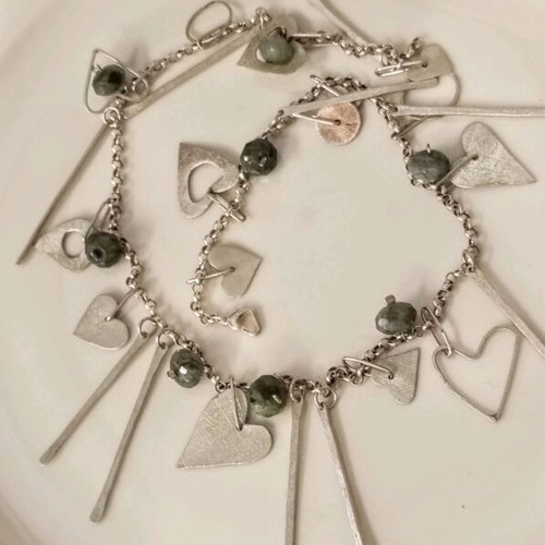 Silver 925 gold-plated necklace with mineral stones like new