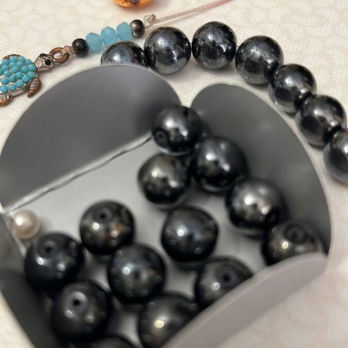 Beads for bracelet, pack of 23, new, black and gray