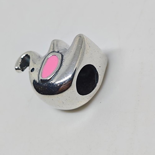 Silver Elephant Charm with Pink Enamel like new