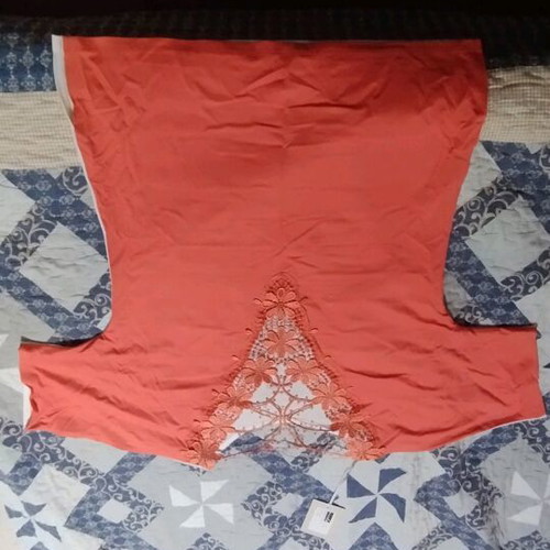 Women's blouse new with embroidered design, size M, white and orange