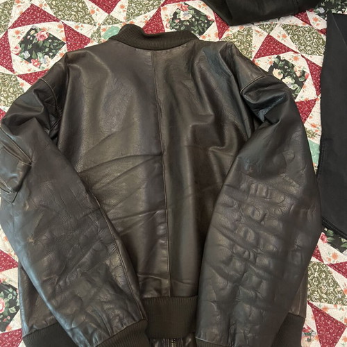 Giorgio Armani leather jacket used, size 54, needs lining and zipper repair