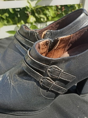 Leather ankle boots size 36 used, black, 8 cm heel