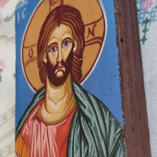 Byzantine Icon Jesus Christ Handmade, 10x6 cm
