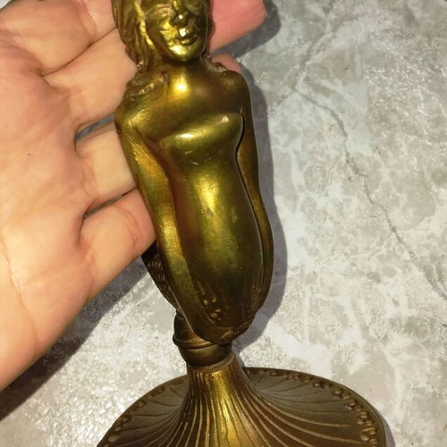 Vintage table lamp mermaid solid brass used