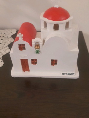 Decorative Mykonos church new with internal light gypsum 15×17
