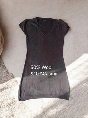 Dark Grey Cashmere Merino Mini Dress Y2K Style like new