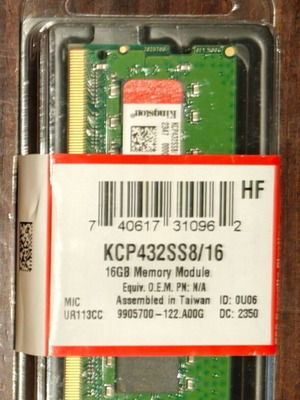Kingston 16GB 3200MHz SO-DIMM DDR4 memory sealed