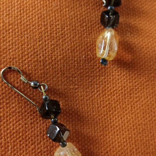 Earrings with semi-precious citrine stone like new for boho hippie looks