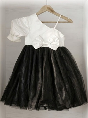 Shein party dress for 6 years old, used, black and white satin with tulle