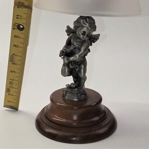 Retro candlestick with angel miniature and frost shade like new
