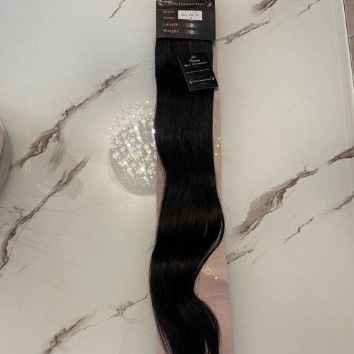 Hair Extension natural hair, black, very long 65 cm, new