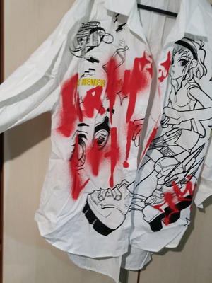 Cotton shirt used xl-xxl, white with print