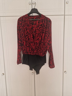 Zara animal print bodysuit size L like new, black and red