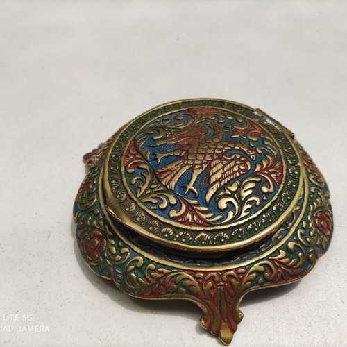 Vintage jewelry box and powder case used set