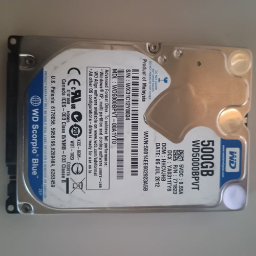 WD 500GB Scorpio Blue hard drive like new, 2.5 inch