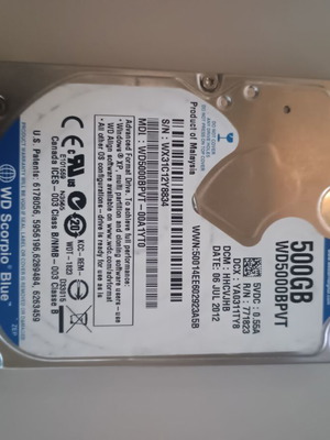 WD 500GB Scorpio Blue hard drive like new, 2.5 inch
