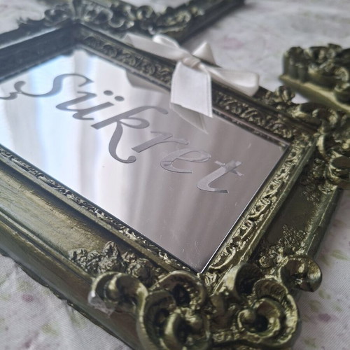 Set of 3 Vintage Baroque Wall Mirrors with Silver Lettering
