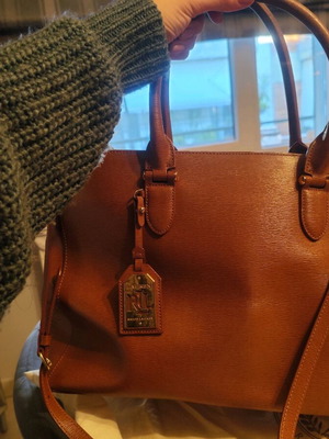 Δερμάτινη τσάντα χειρός Ralph Lauren μεταχειρισμένη, καφέ