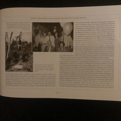 The History of Greeks of Canberra and Districts hardcover like new