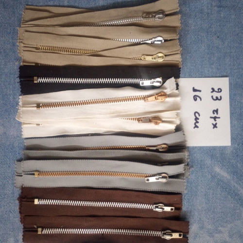 Set of 23 Metal Zippers Vintage New Old Stock, 16 cm, Various Colors