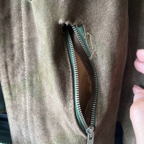 Short jacket used, soft velvet, khaki, size S