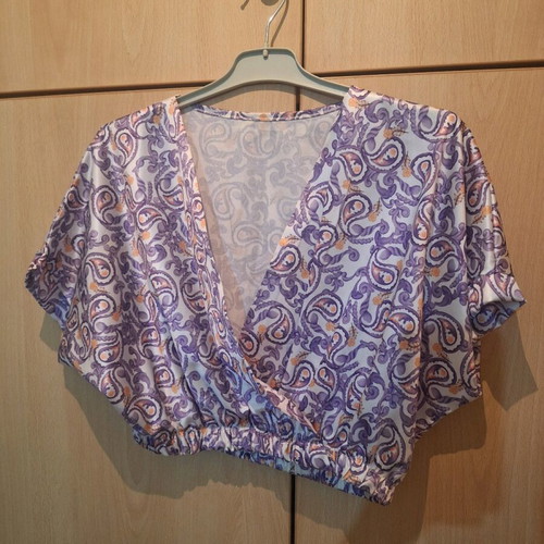 Top with elastic, satin fabric, size M