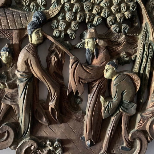 Chinese wooden carved painting used, handmade