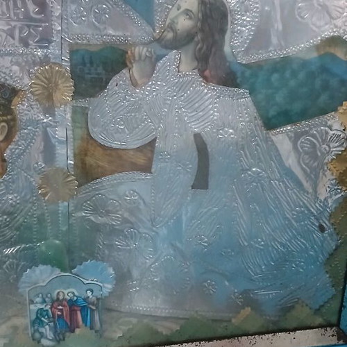 Παλιά εικόνα Παναγίας με λαμπάκι μεταχειρισμένη