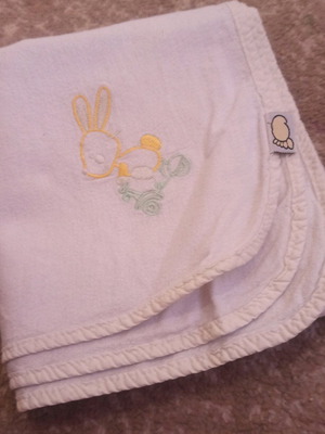 Baby diaper like new 74x84 cm with bunny embroidery in corner
