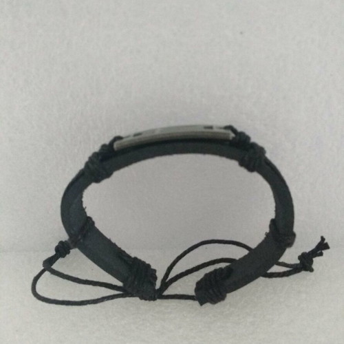 Handmade Leather Bracelet with Metal Cross in Black, like new