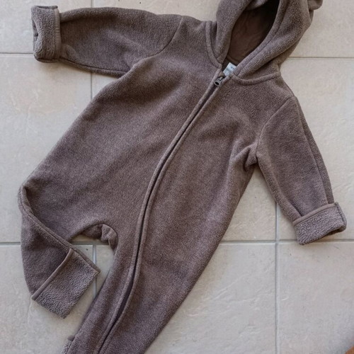 Ολόσωμο φορμάκι H&M βρεφικό φλις μέγεθος 74 σαν καινούργιο καφέ με φερμουάρ