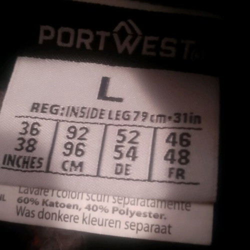 Portwest reflective work trousers like new, size L