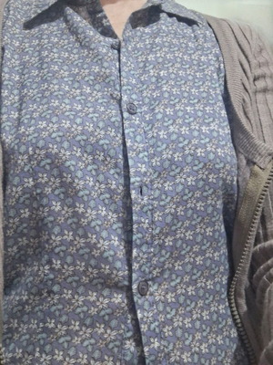 Jacket shirt used with floral shirt, double zipper, beige and turquoise