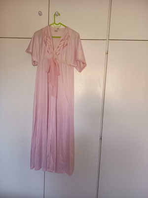 Satin nightdress and maxi robe set, pink, size 46, like new