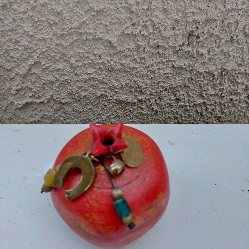 Ceramic decorative pomegranate vintage red new