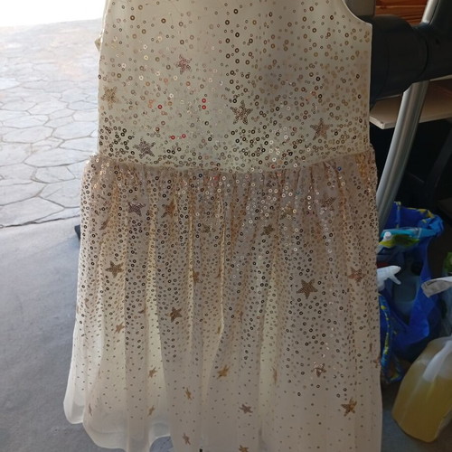 H&M girls' dress like new, white and gold, size 140-146 cm