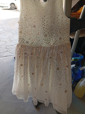 H&M girls' dress like new, white and gold, size 140-146 cm